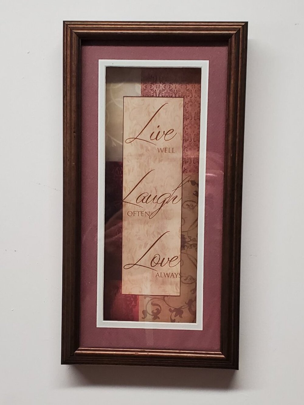 Inspirational Wall Art Piece Live Well, Laugh Often, and Love Always
